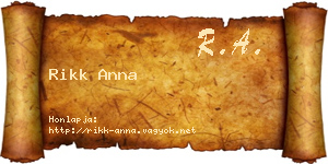 Rikk Anna névjegykártya